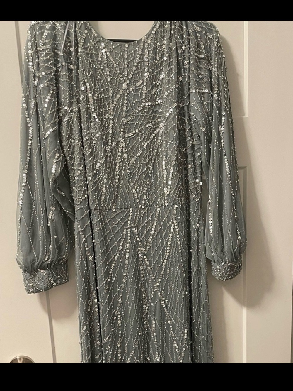 Marysia formal Beaded Long Sleeve Dress
